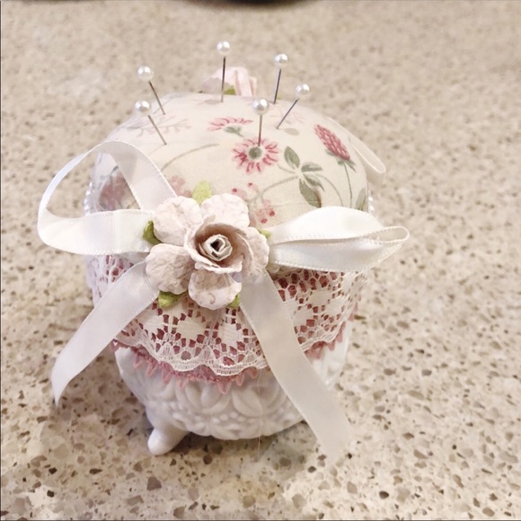 Other - SEWING PIN CUSHION IN WHITE VASE